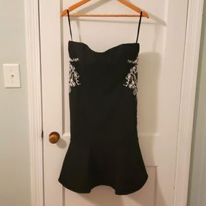 WHBM, Strapless Black Flounce Dress, Size 14, NWT